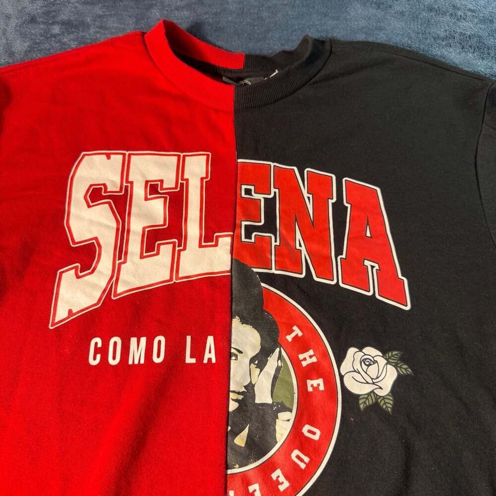 Selena Official Merchandise Como La Flor The Queen Split Red Black Sweatshirt